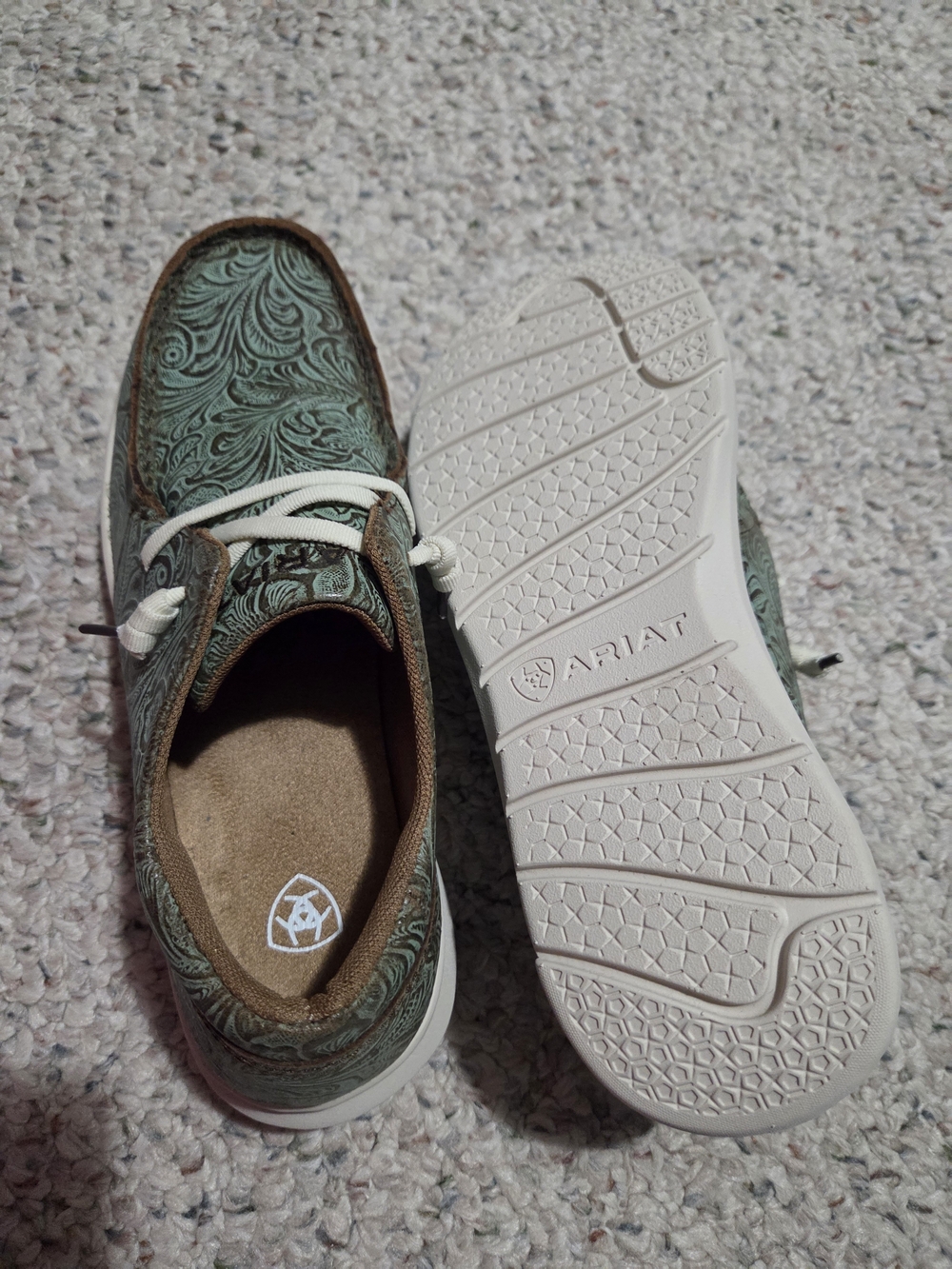 Ariat Green Tooled Leather Casual Shoes - Picture 4 of 5